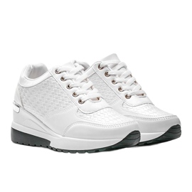 White shiny sneakers on the Mara wedge 1