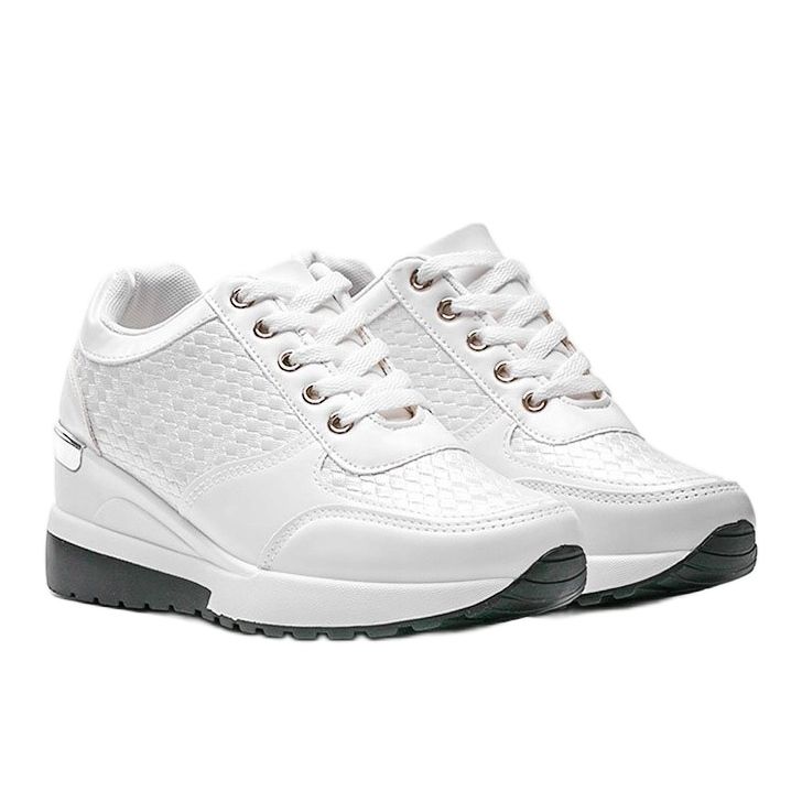 White shiny sneakers on the Mara wedge 1