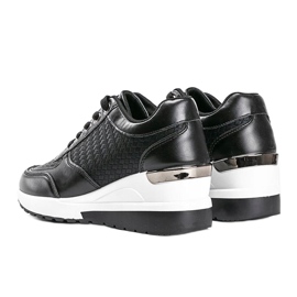 Black shiny sneakers on the Mara wedge 1