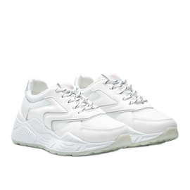 Chunky white sneakers with metallic Kenna details 1