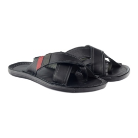 Men's leather flip-flops Badura 2893 black red 4