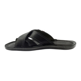 Men's leather flip-flops Badura 2893 black red 2