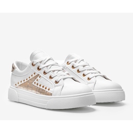 White sneakers with golden Gloria accessories 1