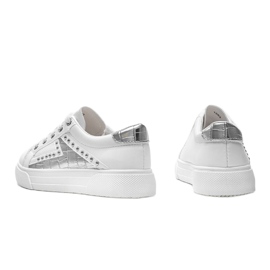 White sneakers with silver Gloria accessories 2