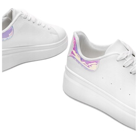 White sneakers with a holographic Lillian insert 1