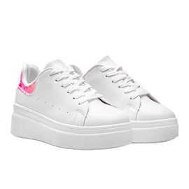 White sneakers with a holographic Lillian insert 2