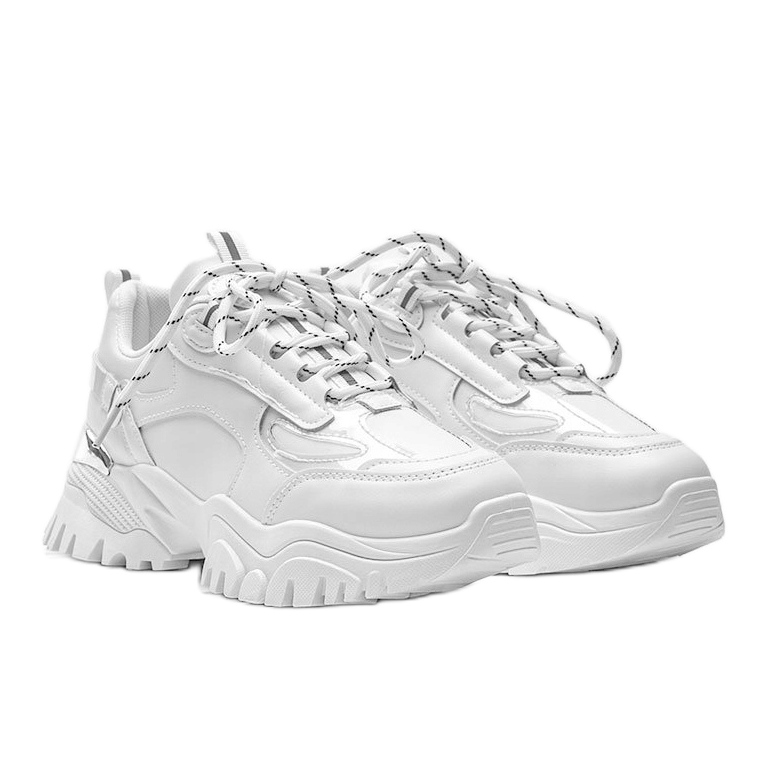 White sneakers with metallic Ansley inserts 1