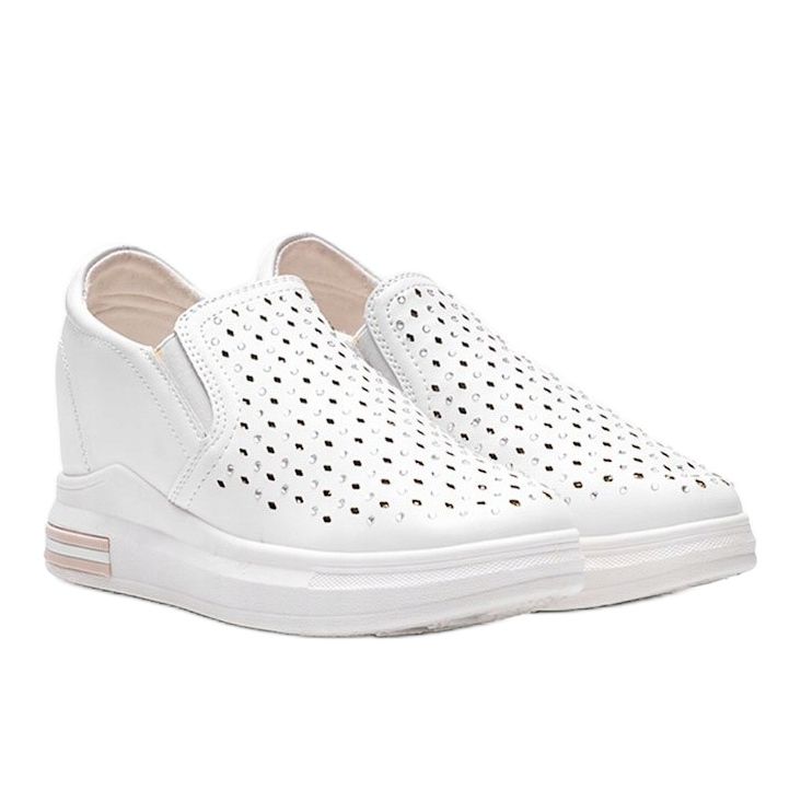 White openwork sneakers on the Kyra wedge 1