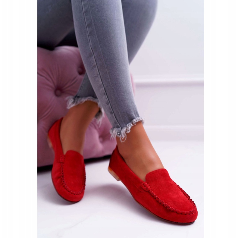 Women's suede loafers Sergio Leone 722 red 3