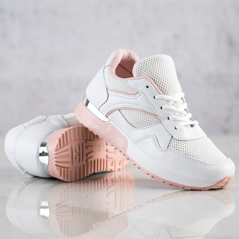 SHELOVET Stylish Sneakers For Spring white pink 1