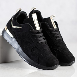 SHELOVET Black Suede Sneakers 1