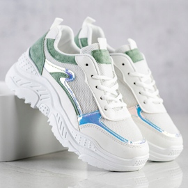 SHELOVET Sneakers With Green Inserts white 1 SHELOVET Sneakers With Green Inserts white 1