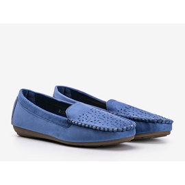 Blue loafers with an openwork Justine toe 1