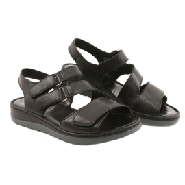 Caprice Comfortable Leather Sandals With Velcro 28152-26 black 4