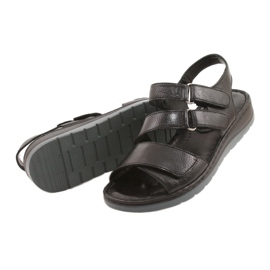 Caprice Comfortable Leather Sandals With Velcro 28152-26 black 2