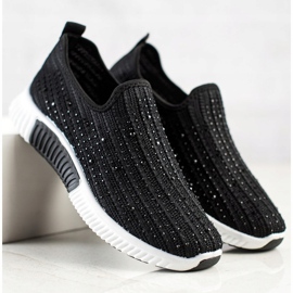 SHELOVET Slipons With Crystals black 1