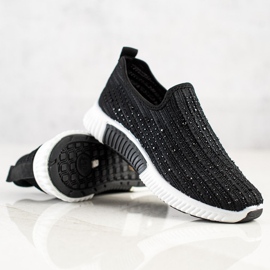 SHELOVET Slipons With Crystals black 2