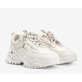 Beige sneakers with metallic Ansley inserts 1