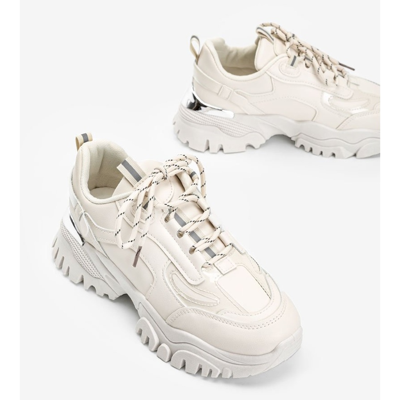 Beige sneakers with metallic Ansley inserts 2