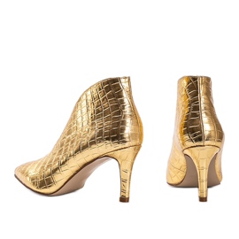 Isabel's snake-like gold slip-on ankle boots golden 1