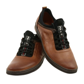 Polbut Men's leather casual shoes K24 1337 brown 4
