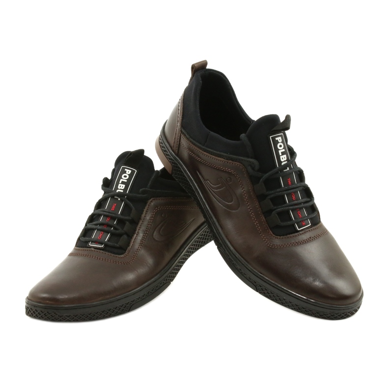 Polbut Casual leather men's shoes K24 brown 1