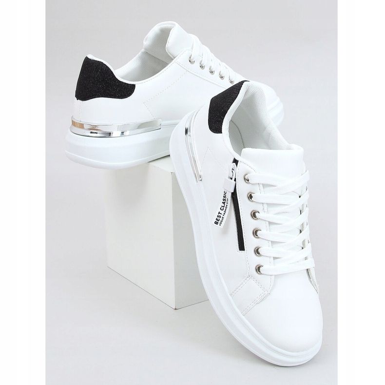White women's sneakers F006 WHITE / BLACK 1
