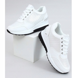 White MY-2717 White sports shoes on a hidden wedge heel 1