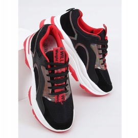 Black sports shoes R12YD518-11 BLACK / RED 1