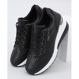 Black MY-2716 Black sports shoes on a hidden wedge heel 1