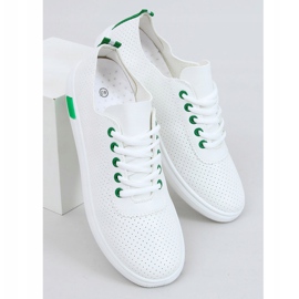 Women's white and green sneakers LA42 Green 1