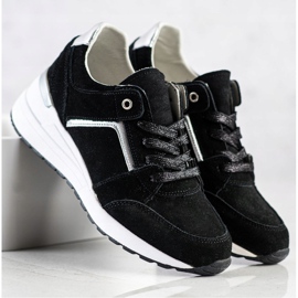 Filippo Black Leather Sport Shoes 1