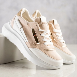 SHELOVET Stylish Suede Sneakers beige white 1 SHELOVET Stylish Suede Sneakers beige white 1