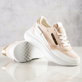 SHELOVET Stylish Suede Sneakers beige white 2 SHELOVET Stylish Suede Sneakers beige white 2