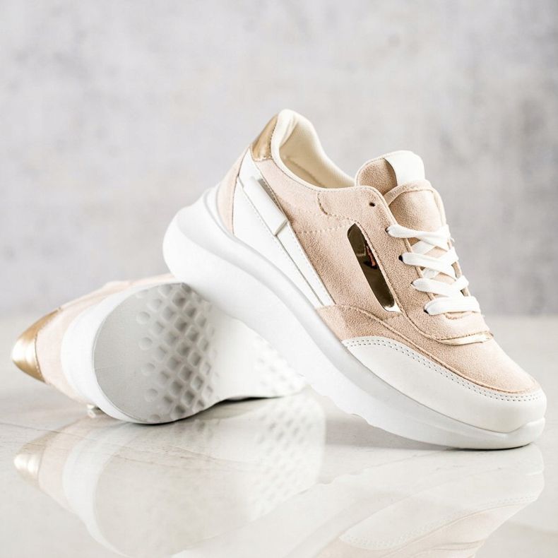 SHELOVET Stylish Suede Sneakers beige white 2 SHELOVET Stylish Suede Sneakers beige white 2