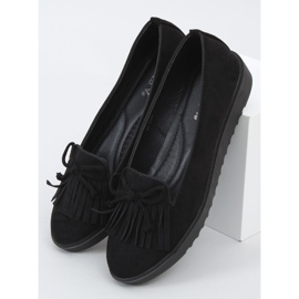Black moccasins with fringes 6429 Black 1