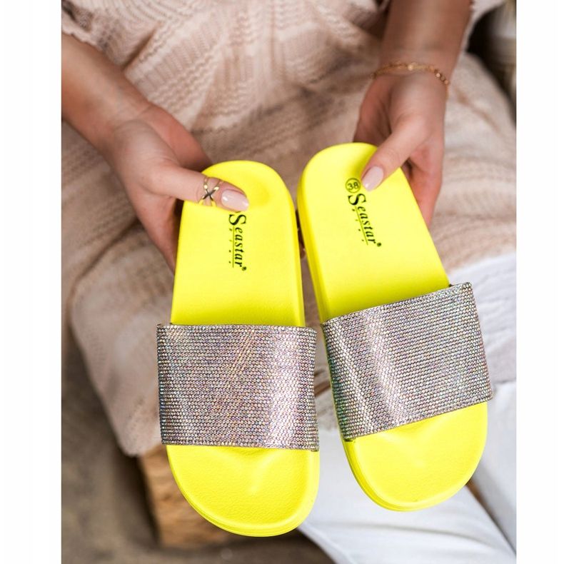 Seastar Slippers With Crystals golden yellow 2