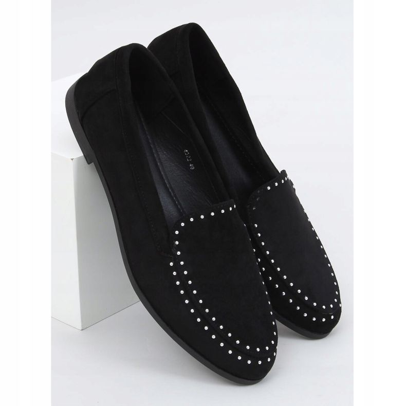 Black Moccasins with studs 4322 Black 1