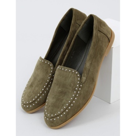 Green loafers with studs 4322 Green 1