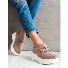 Filippo Leather Sneakers On The Platform brown pink 1