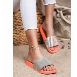 Seastar Slippers With Crystals orange silver 1 Seastar Slippers With Crystals orange silver 1