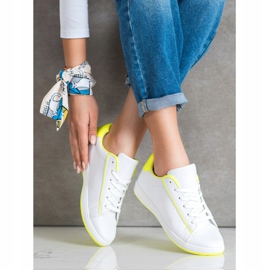 SHELOVET Low-top Sneakers With Eco Leather white yellow 1
