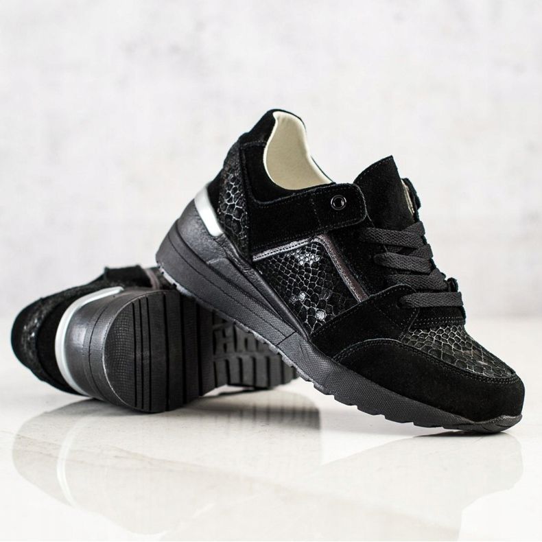 Evento Snake Print Leather Sneakers black 1