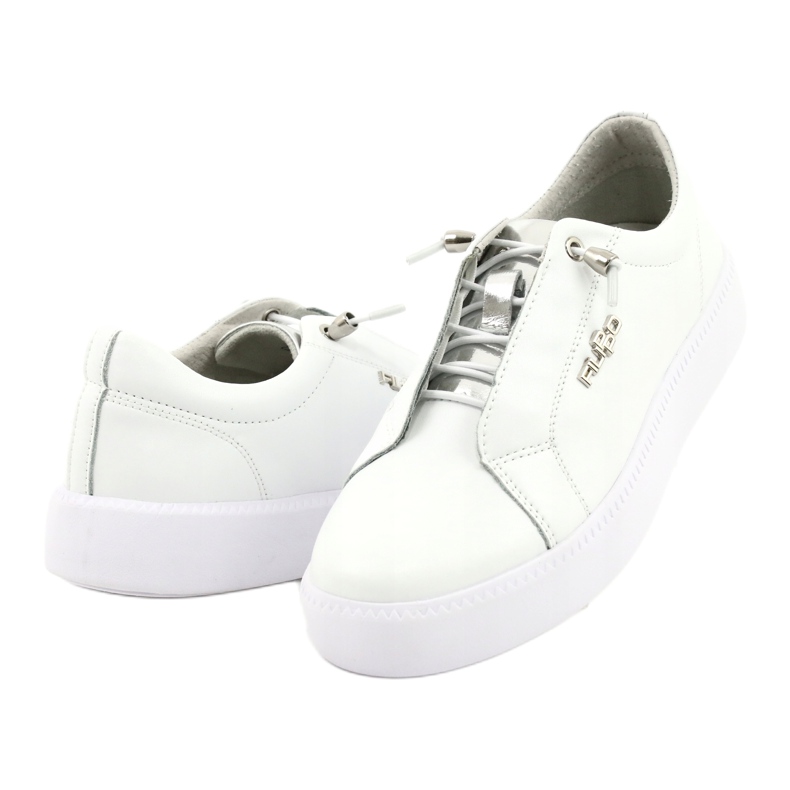 Filippo Stylish Leather Sneakers DP2041 / 21 WH white silver 2