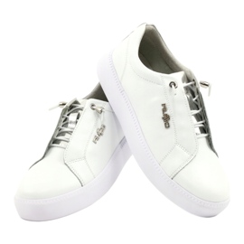 Filippo Stylish Leather Sneakers DP2041 / 21 WH white silver 3