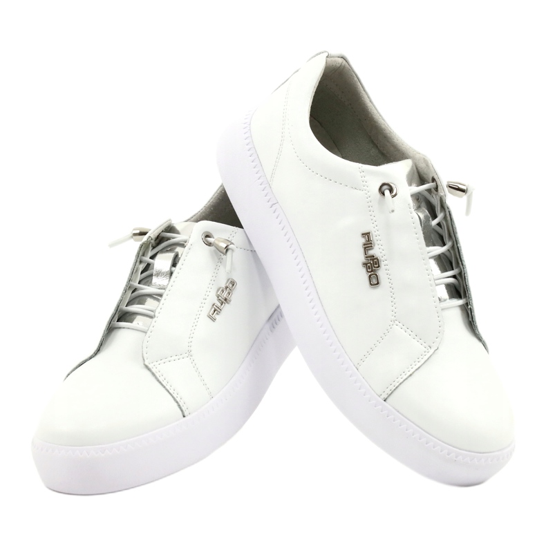 Filippo Stylish Leather Sneakers DP2041 / 21 WH white silver 3