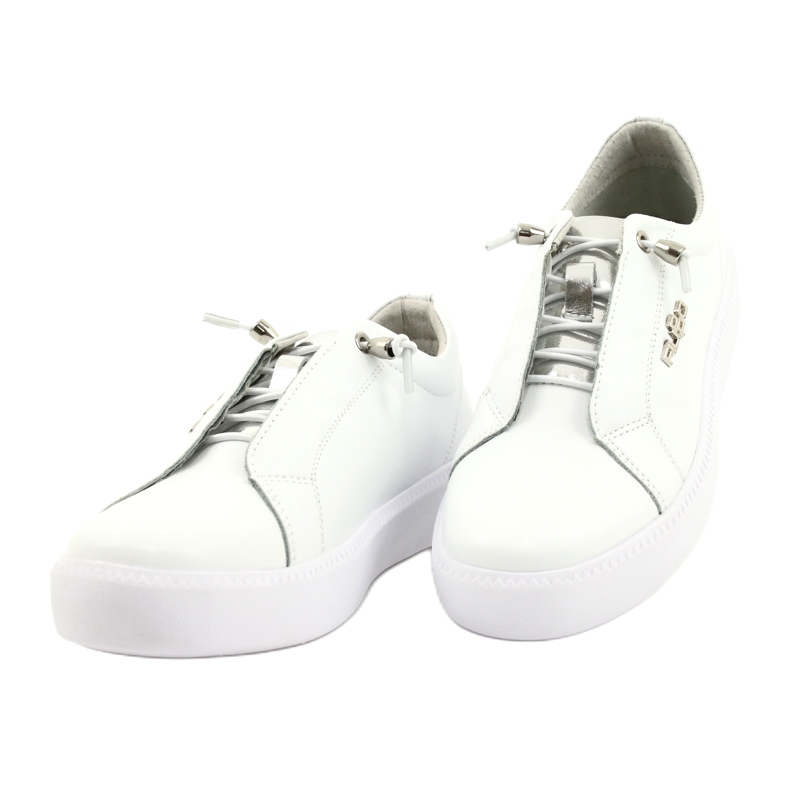 Filippo Stylish Leather Sneakers DP2041 / 21 WH white silver 1