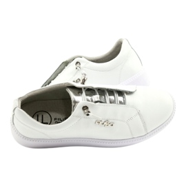 Filippo Stylish Leather Sneakers DP2041 / 21 WH white silver 4