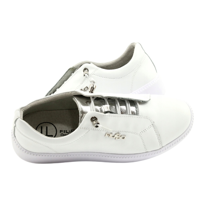 Filippo Stylish Leather Sneakers DP2041 / 21 WH white silver 4