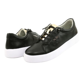 Filippo Stylish Black Leather Sneakers DP2041/21 BK Black 2 Filippo Stylish Black Leather Sneakers DP2041/21 BK Black 2